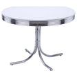 Tampa Furniture Outlet - Coaster - Retro Round 42-inch Wood Top Dining Table White and Chrome - 2388
