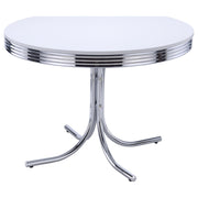 Tampa Furniture Outlet - Coaster - Retro Round 42-inch Wood Top Dining Table White and Chrome - 2388