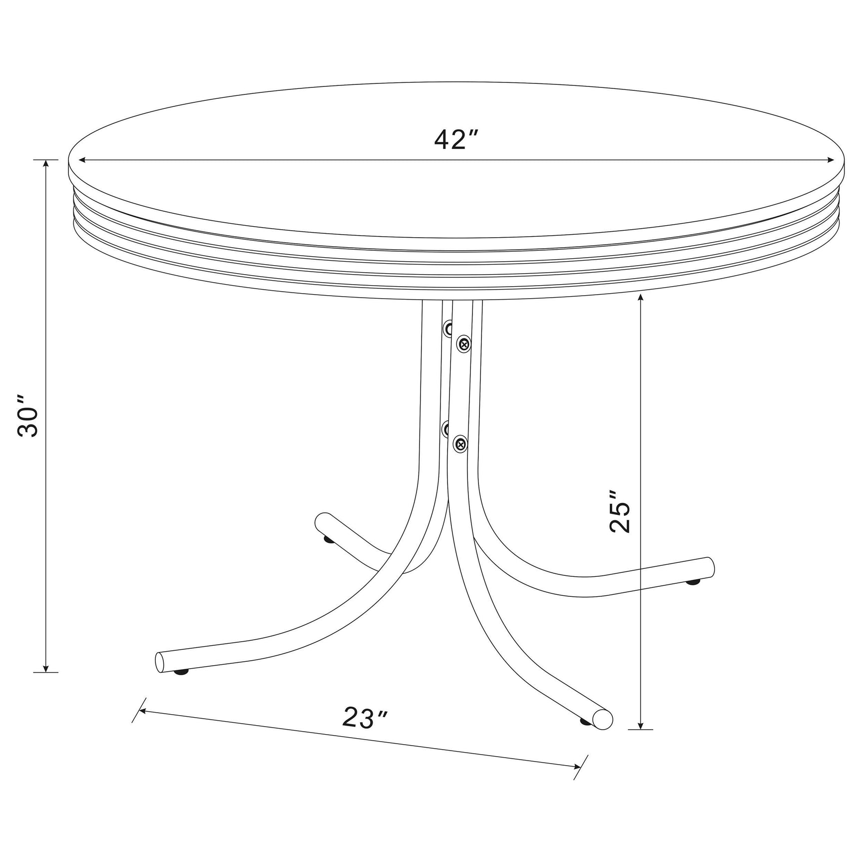 Retro Round 42-inch Wood Top Dining Table White and Chrome - Tampa Furniture Outlet