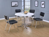 Retro Round 42-inch Wood Top Dining Table White and Chrome - Tampa Furniture Outlet