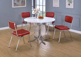 Retro Round 42-inch Wood Top Dining Table White and Chrome - Tampa Furniture Outlet