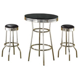 Retro 3-piece Round 1950s Bistro Pub Bar Table Set Black - Tampa Furniture Outlet