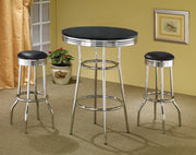 Tampa Furniture Outlet - Coaster - Retro 3-piece Round 1950s Bistro Pub Bar Table Set Black - 2405-S3