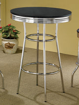 Retro Round 30-inch 1950's Bistro Pub Height Bar Table Black - Tampa Furniture Outlet
