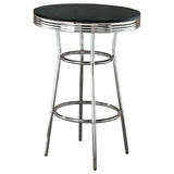 Tampa Furniture Outlet - Coaster - Retro Round 30-inch 1950's Bistro Pub Height Bar Table Black - 2405