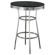Tampa Furniture Outlet - Coaster - Retro Round 30-inch 1950's Bistro Pub Height Bar Table Black - 2405