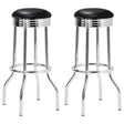 Tampa Furniture Outlet - Coaster - Retro Upholstered Metal Swivel Bar Stool Black (Set of 2) - 2408