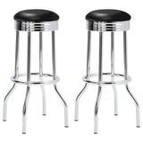 Tampa Furniture Outlet - Coaster - Retro Upholstered Metal Swivel Bar Stool Black (Set of 2) - 2408
