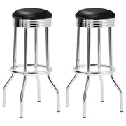 Tampa Furniture Outlet - Coaster - Retro Upholstered Metal Swivel Bar Stool Black (Set of 2) - 2408
