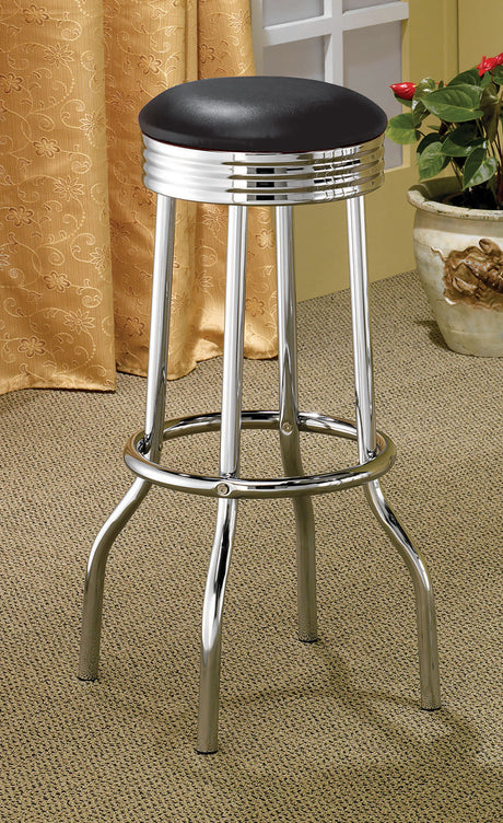 Retro Upholstered Metal Swivel Bar Stool Black (Set of 2) - Tampa Furniture Outlet
