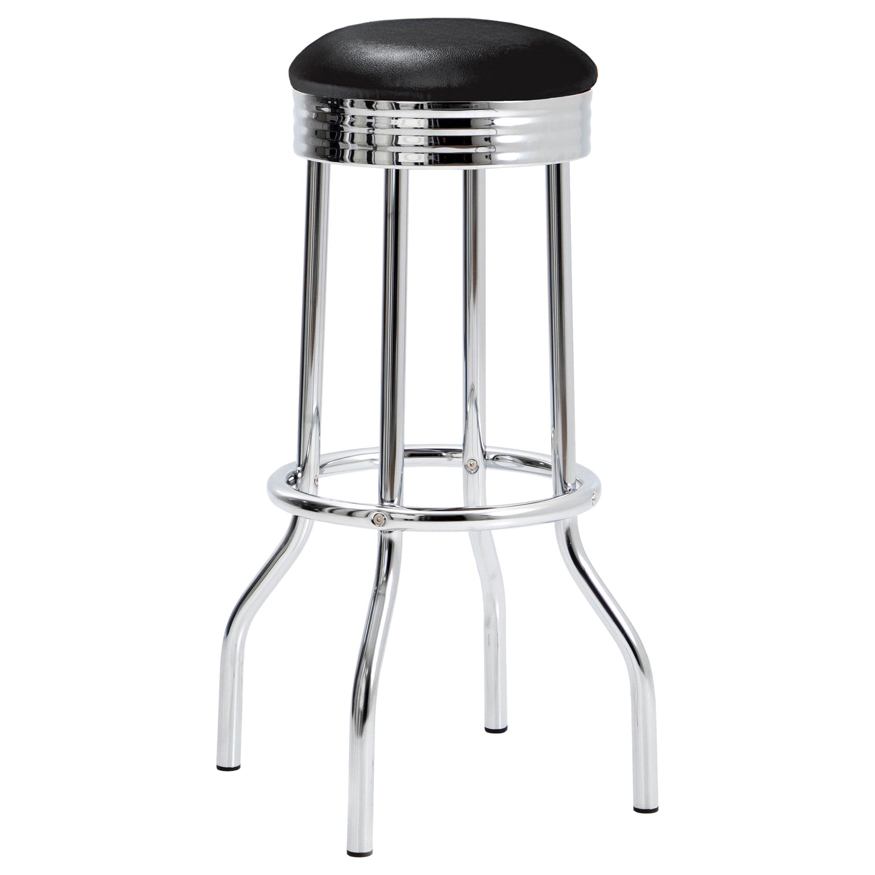 Retro Upholstered Metal Swivel Bar Stool Black (Set of 2) - Tampa Furniture Outlet