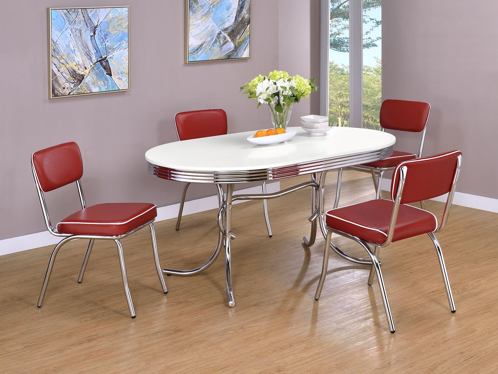 Retro Upholstered Dining Side Chair Red (Set of 2) - Tampa Furniture Outlet