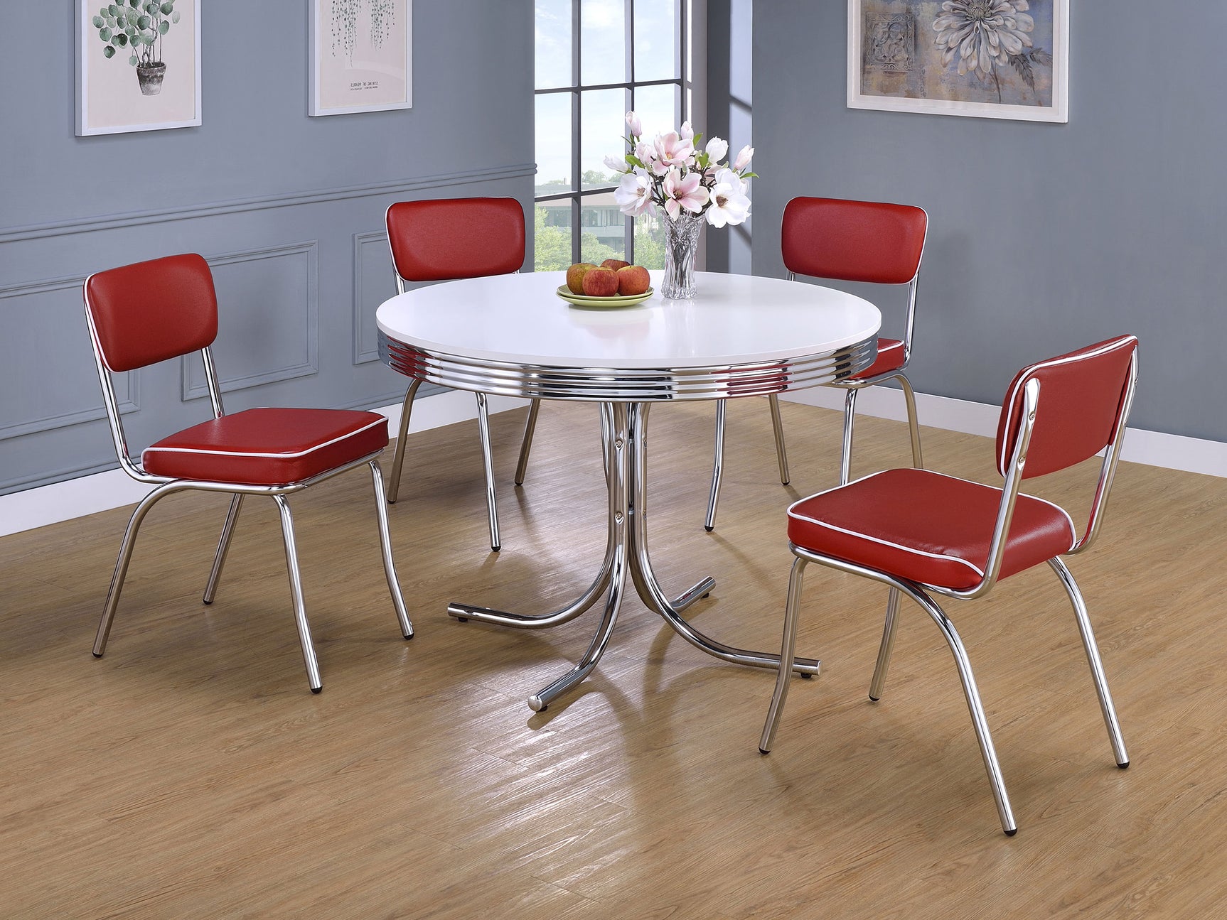Retro Upholstered Dining Side Chair Red (Set of 2) - Tampa Furniture Outlet