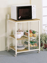 Kelvin 2-shelf Mobile Kitchen Cart Natural Brown and White - Tampa Furniture Outlet