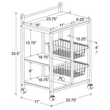 Kelvin 2-shelf Mobile Kitchen Cart Natural Brown and White - Tampa Furniture Outlet