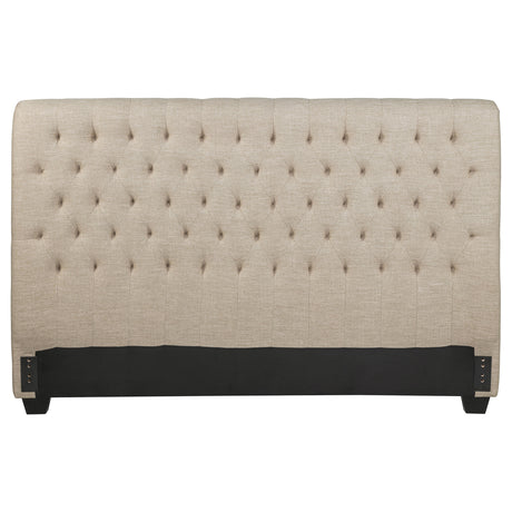 Chloe Upholstered Eastern King Panel Headboard Oatmeal - Tampa Furniture Outlet