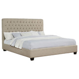 Chloe Upholstered Eastern King Panel Bed Oatmeal - Tampa Furniture Outlet