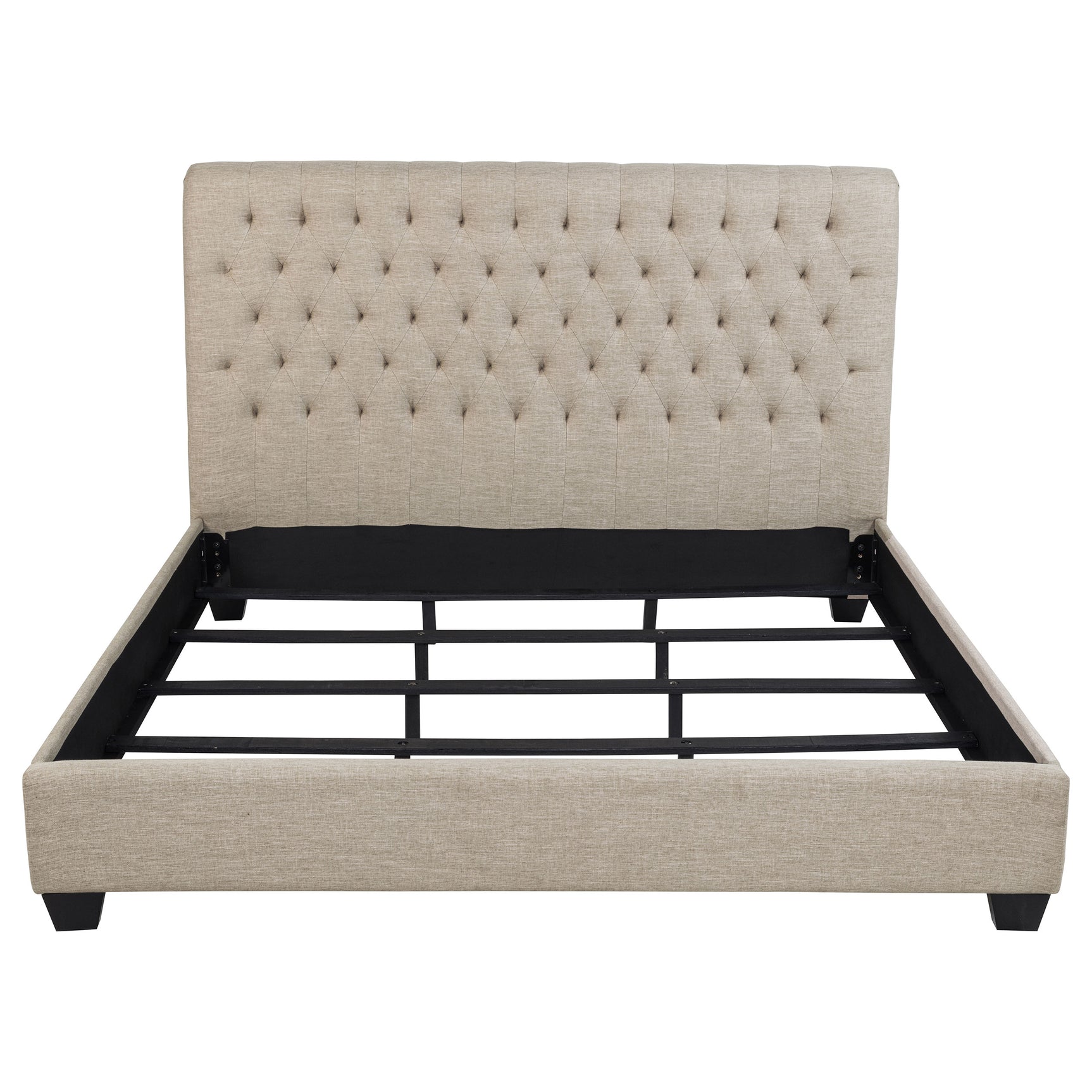 Chloe Upholstered Eastern King Panel Bed Oatmeal - Tampa Furniture Outlet