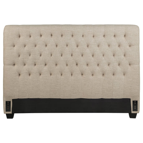 Chloe Upholstered California King Panel Headboard Oatmeal - Tampa Furniture Outlet