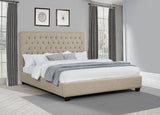 Chloe Upholstered California King Panel Bed Oatmeal - Tampa Furniture Outlet