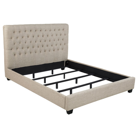 Tampa Furniture Outlet - Coaster - Chloe Upholstered California King Panel Bed Oatmeal - 300007KW