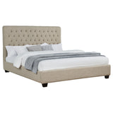 Chloe Upholstered California King Panel Bed Oatmeal - Tampa Furniture Outlet