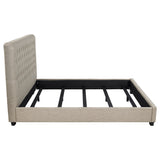 Chloe Upholstered California King Panel Bed Oatmeal - Tampa Furniture Outlet