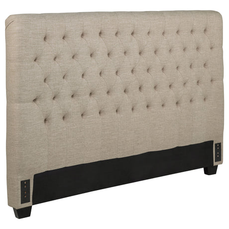 Chloe Upholstered Queen Panel Headboard Oatmeal - Tampa Furniture Outlet