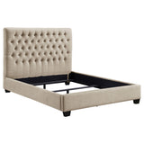 Tampa Furniture Outlet - Coaster - Chloe Upholstered Queen Panel Bed Oatmeal - 300007Q