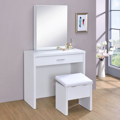 Harvey Vanity Set with Lift-Top Stool White - Tampa Furniture Outlet