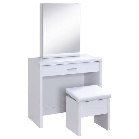 Tampa Furniture Outlet - Coaster - Harvey Vanity Set with Lift-Top Stool White - 300290
