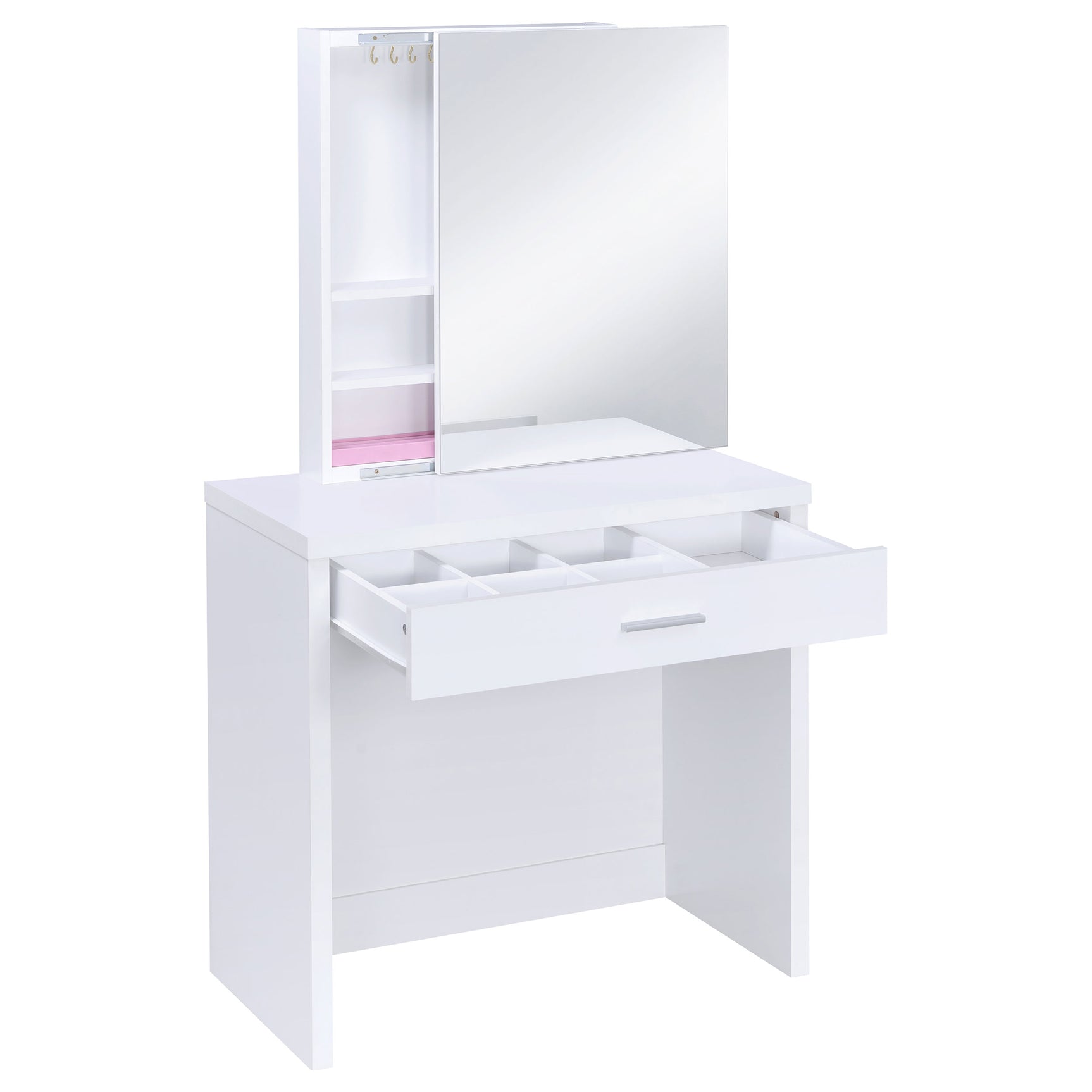 Harvey Vanity Set with Lift-Top Stool White - Tampa Furniture Outlet