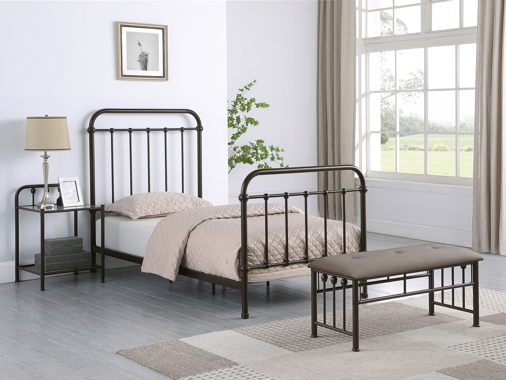 Livingston Metal Full Open Frame Bed Dark Bronze - Tampa Furniture Outlet