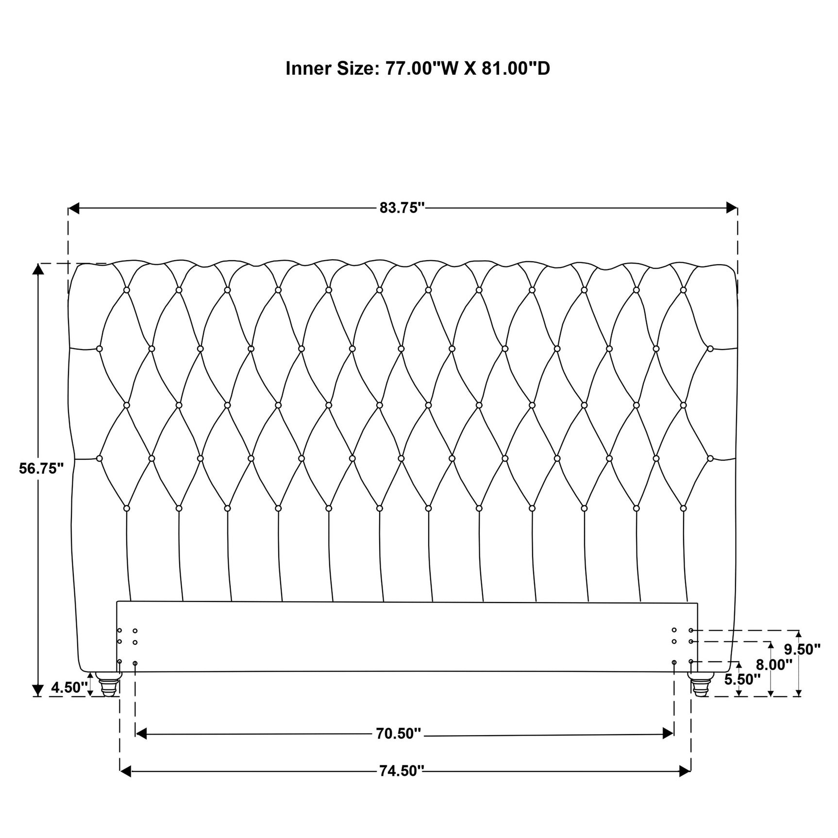 Devon 57-inch Upholstered Eastern King Headboard Beige - Tampa Furniture Outlet