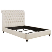 Tampa Furniture Outlet - Coaster - Devon 57-inch Upholstered Queen Panel Bed Beige - 300525Q