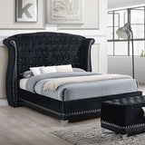 Barzini Upholstered Queen Wingback Bed Black - Tampa Furniture Outlet