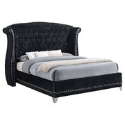Tampa Furniture Outlet - Coaster - Barzini Upholstered Queen Wingback Bed Black - 300643Q