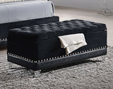 Barzini Velvet Upholstered Tufted Storage Bench Black - Tampa Furniture Outlet