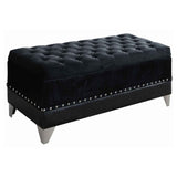 Tampa Furniture Outlet - Coaster - Barzini Velvet Upholstered Tufted Storage Bench Black - 300644