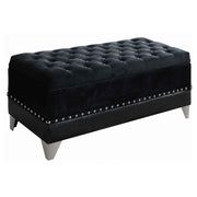 Tampa Furniture Outlet - Coaster - Barzini Velvet Upholstered Tufted Storage Bench Black - 300644