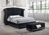 Barzini Velvet Upholstered Tufted Storage Bench Black - Tampa Furniture Outlet