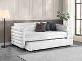 Patricia Boucle Upholstered Twin Day Bed with Trundle White - Tampa Furniture Outlet
