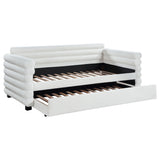Tampa Furniture Outlet - Coaster - Patricia Boucle Upholstered Twin Day Bed with Trundle White - 300716