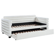 Tampa Furniture Outlet - Coaster - Patricia Boucle Upholstered Twin Day Bed with Trundle White - 300716