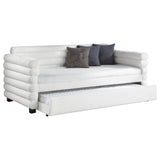 Patricia Boucle Upholstered Twin Day Bed with Trundle White - Tampa Furniture Outlet