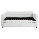 Patricia Boucle Upholstered Twin Day Bed with Trundle White - Tampa Furniture Outlet