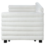 Patricia Boucle Upholstered Twin Day Bed with Trundle White - Tampa Furniture Outlet