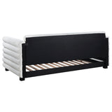 Patricia Boucle Upholstered Twin Day Bed with Trundle White - Tampa Furniture Outlet