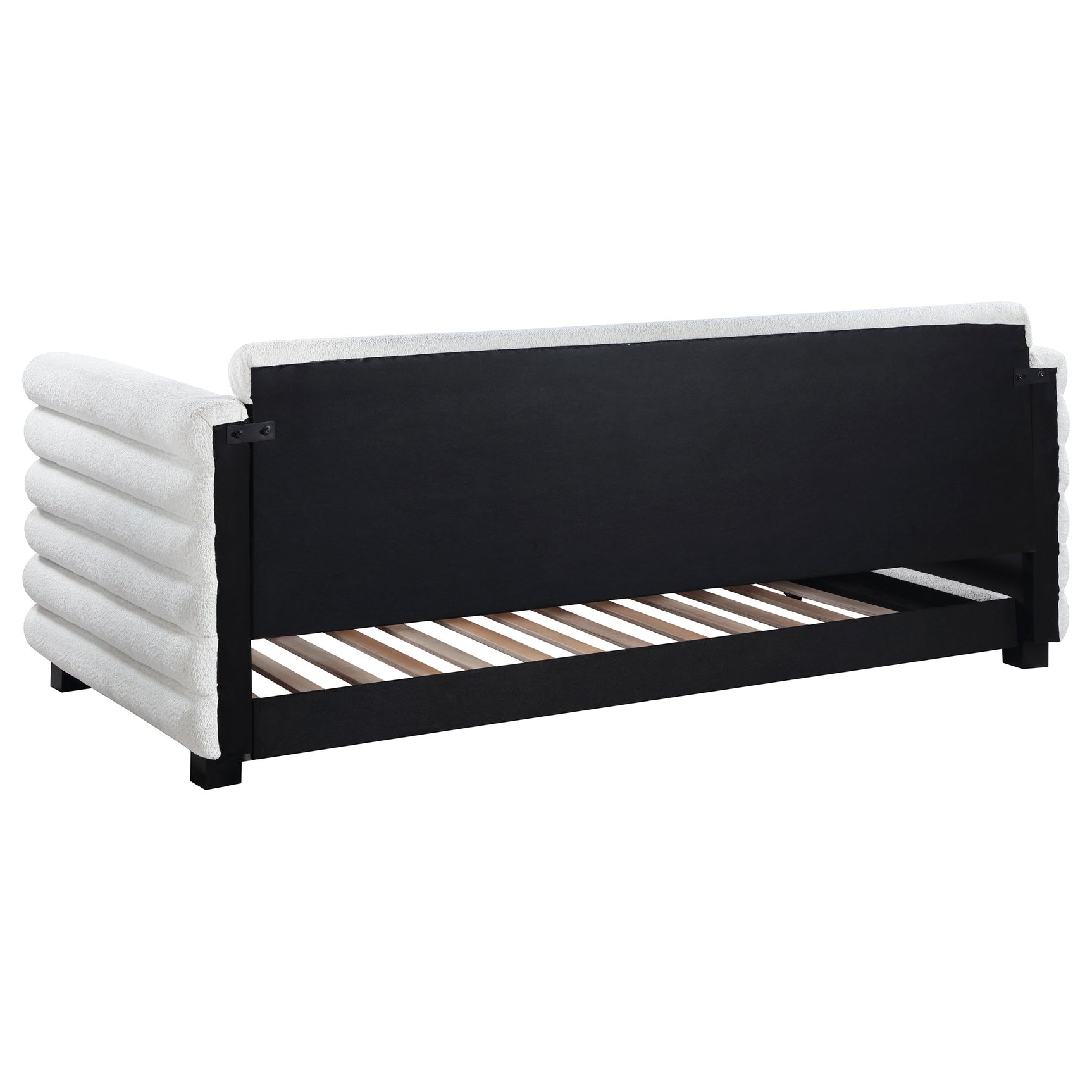 Patricia Boucle Upholstered Twin Day Bed with Trundle White - Tampa Furniture Outlet