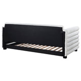Patricia Boucle Upholstered Twin Day Bed with Trundle White - Tampa Furniture Outlet